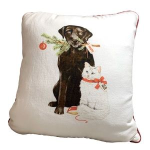 Creative Co-Op 18” Farmhouse Holiday Christmas Decorative Throw Pillow Dog Cat